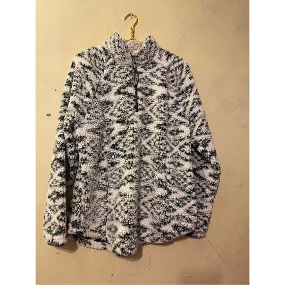 Cozy Sherpa Aztec women’s Pullover sweatshirt sz XXL  Quarter Zip Super Soft - Picture 1 of 7